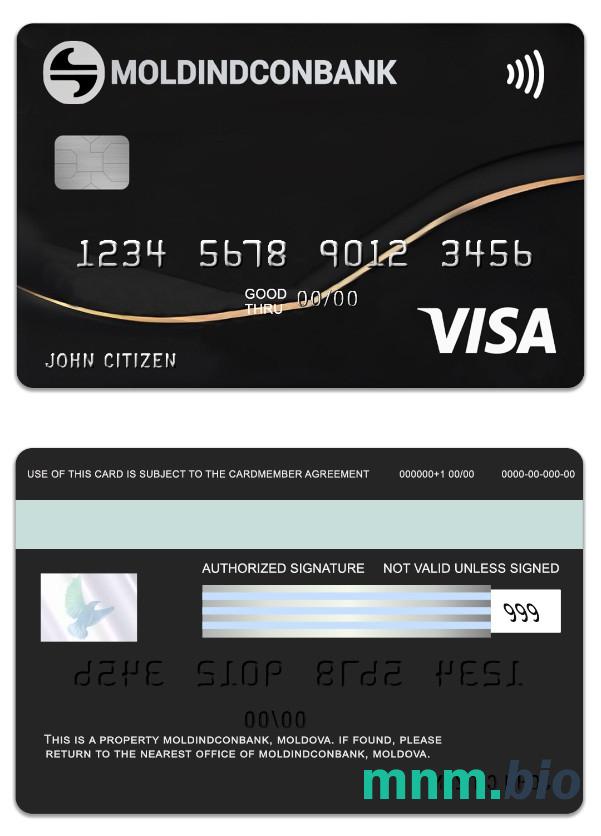 Moldova MoldindconBank exclusive credit przykład karty visa w formacie PSD